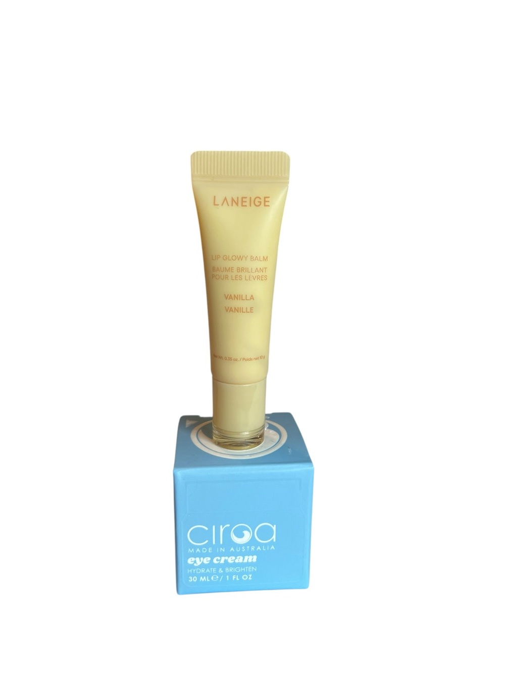 LANEIGE  Lip Glowy Balm Vanilla & CIROA Hydrate & Brighten Eye Cream Set